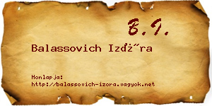 Balassovich Izóra névjegykártya